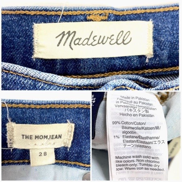 MADEWELL The MomJean Comfort Stretch Edition Size 28 Style #K9929 - Picture 6 of 10